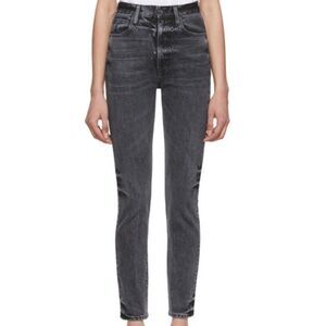 SLVRLAKE Beatnik High Waisted Slim Straight Leg Jeans in Washed Black Revolve